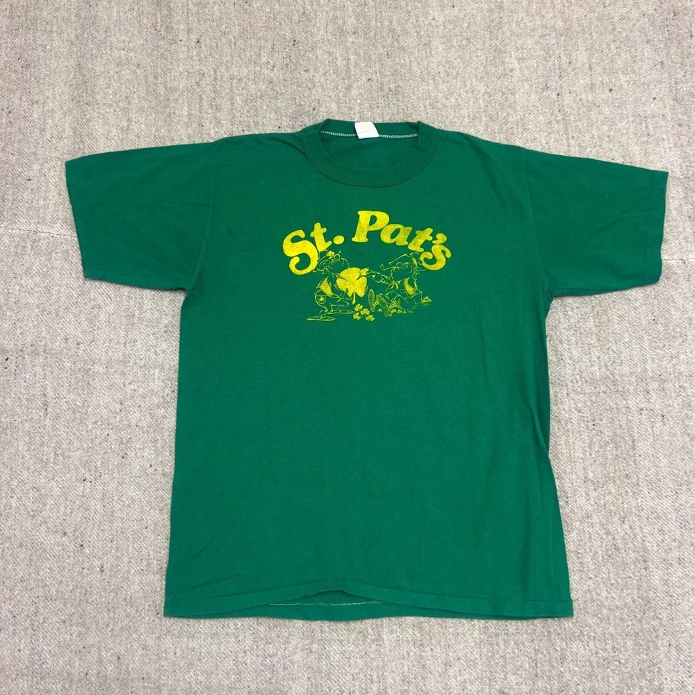 Vintage St Patricks Shirt Mens Medium Green 1970s